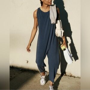 Free People FP Movement Hot Shot Twisted Jumpsuit Romper Supernova Navy  Large